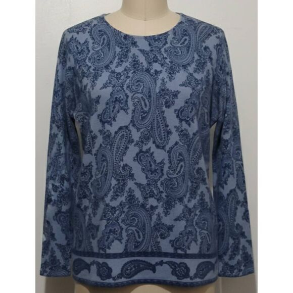 Sarah Spencer womens xl wool angora lightweight sweater paisley baby blue - Picture 1 of 8
